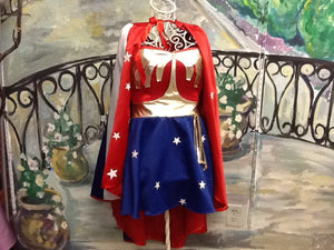 Wonder Woman Full Costume with halter straps and bra cups sewed