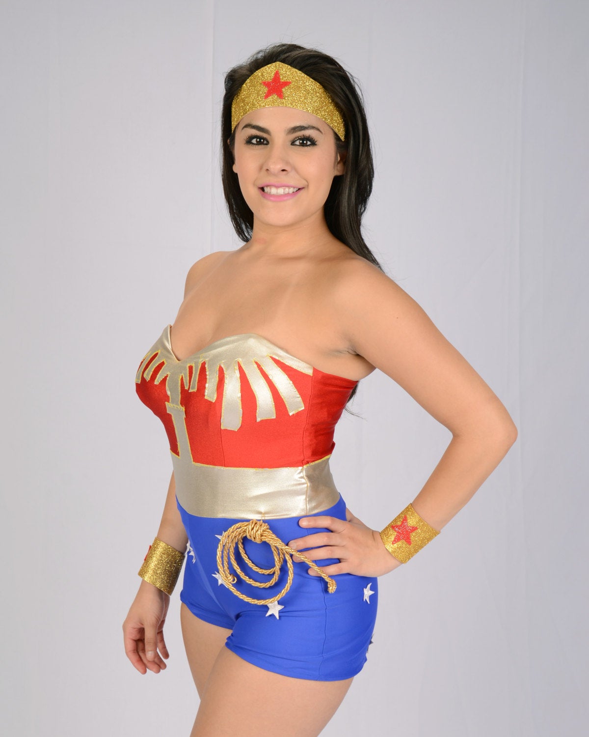 Wonder Woman tiara, cuffs, and lasso of truth
