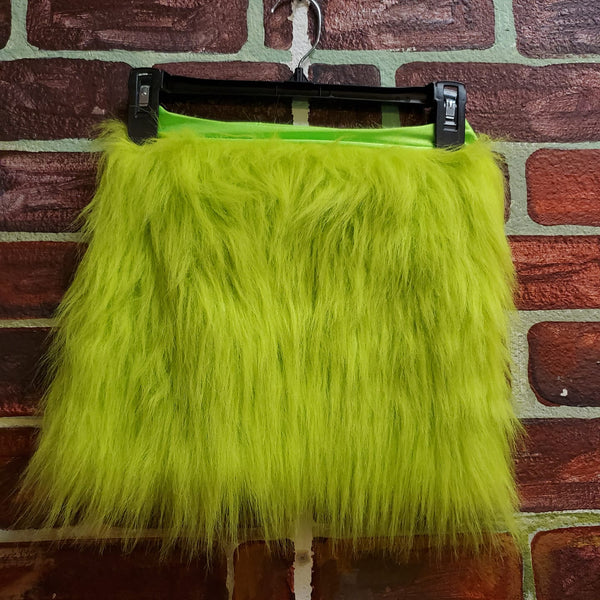 Lime green faux fur skirt